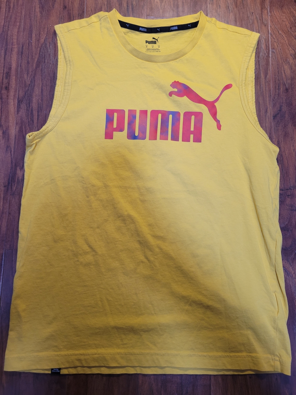 PUMA Yellow Sleeveless Logo Tank Top